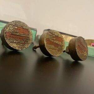 Anthropologie Rustic Wooden-Gold Metallic Knobs